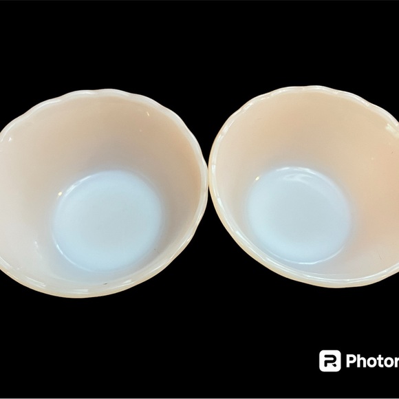 Vintage Fire King Copper Tint Custard Cups Pair Ruffled - Picture 3 of 6